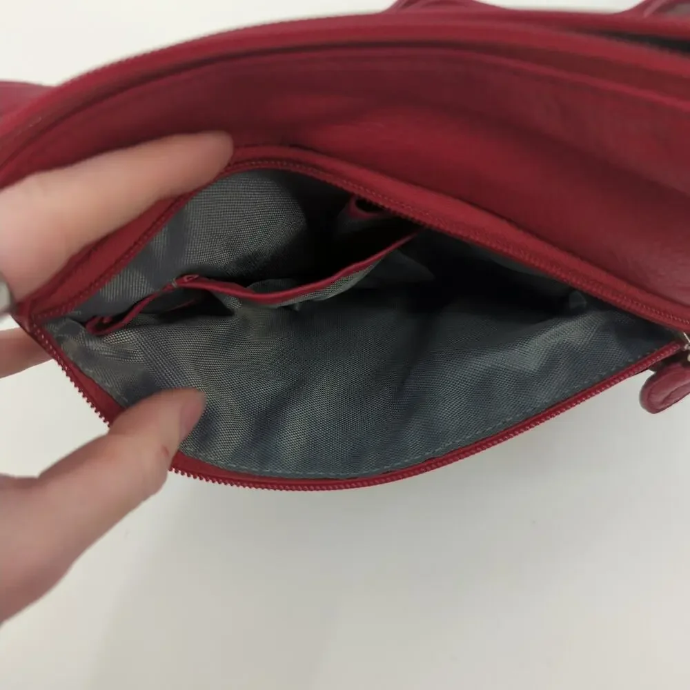 Osgoode Marley Bag Red Crossbody Leather Leaf Artisan